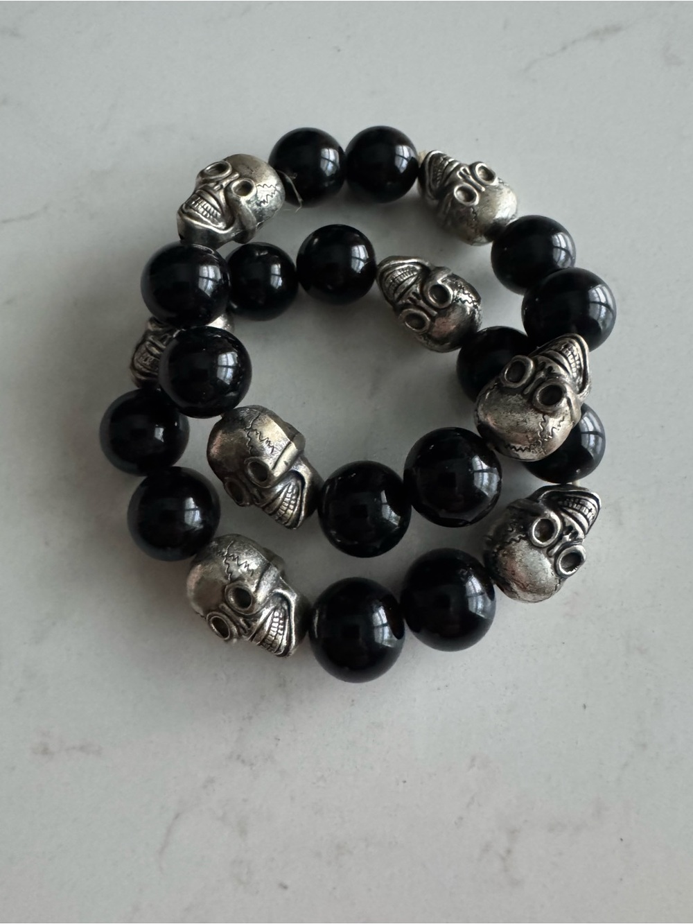 2 Halloween / Skull Bracelets - Silver Accent